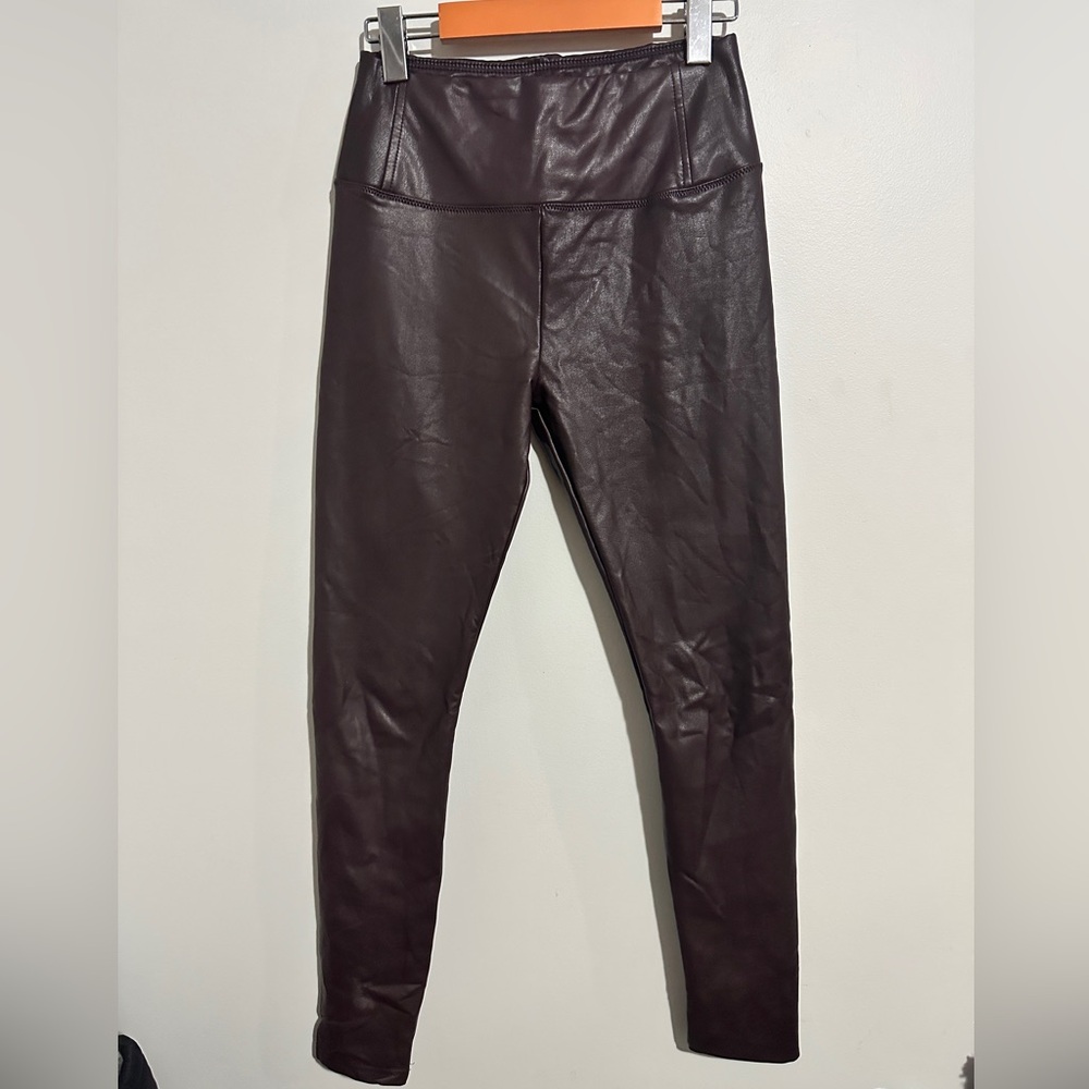 7 for all MankindDark Brown Faux Leather Leggings